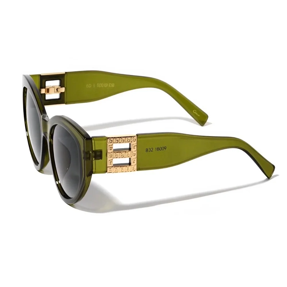 Olive Green Oversized Cat Eye Sunglasses Women Luxury Trendy Outdoor Retro New‎